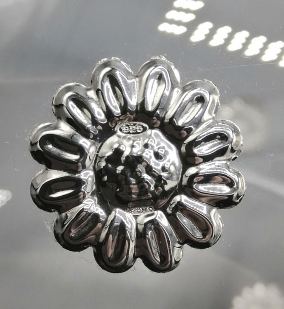 Image 1 of Glass Vase with 925 Silver Flowers