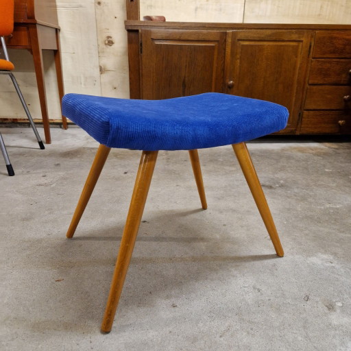 Fifties Footstool Stool, newly upholstered in corduroy