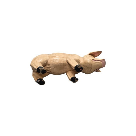 Image 1 of Cerdo de madera tallada de época, años 60/70