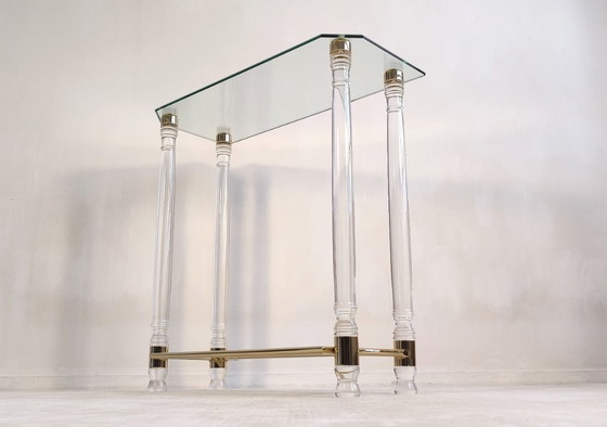 😍✨ Very Beautiful Vintage 80s Roméo Réga Console - Altuglas, Brass & Beveled Glass ✨😍 – Romeo Rega (photo 12 of 19)