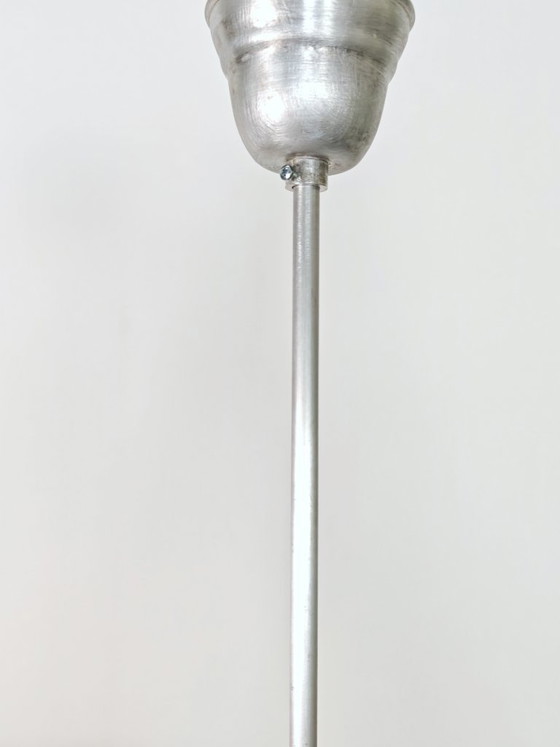 Image 1 of Vintage Opaline Glass Globe Pendant Light / Mid Century Modern Ceiling Lamp / Scandinavian Hanging Light 