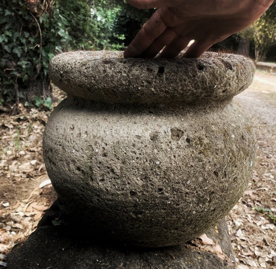 Image 1 of Handcrafted vase from the 1990s carved in tuff