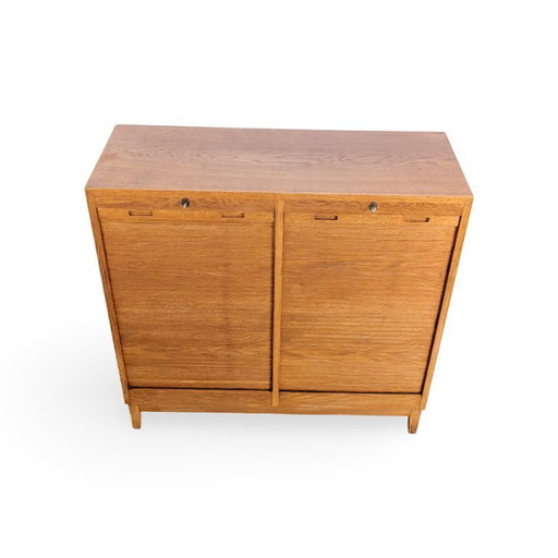 Midcentury Rollladenschrank Kommode Eiche Jalousie Büroschrank