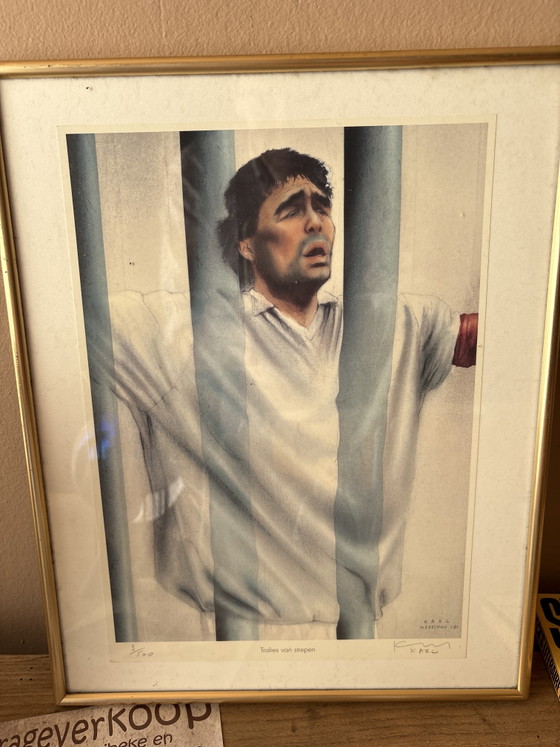 Image 1 of Karl Meersman – „Bars of Stripes“ (Diego Maradona) – Handsigniert 3/500