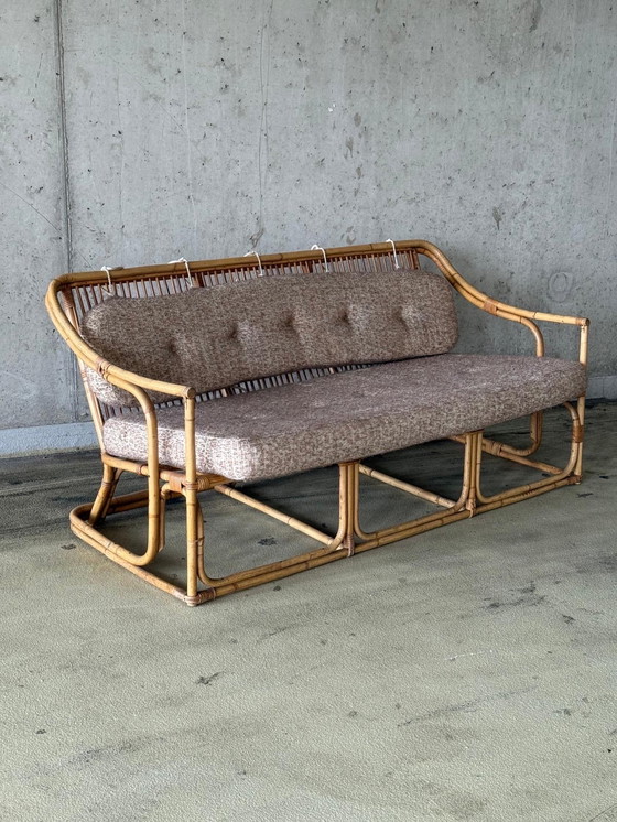 Image 1 of Divano a 3 posti in bambù boho di metà secolo / divano