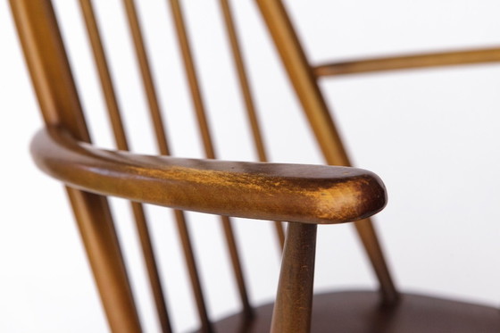 Image 1 of Set of 6 Ercol Quaker Windsor Dining Chairs | 1960s British Mid-Century Modern, Solid Elm Wood, Vintage Design