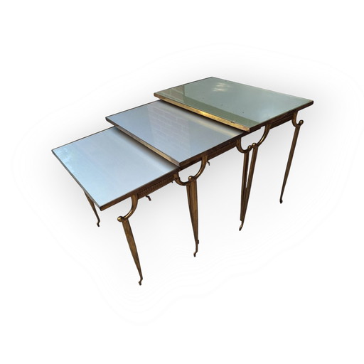 Brass vintage side set tables 1970