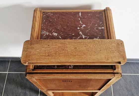 Image 1 of Art Deco furniture - Solid oak and marbled - 1920