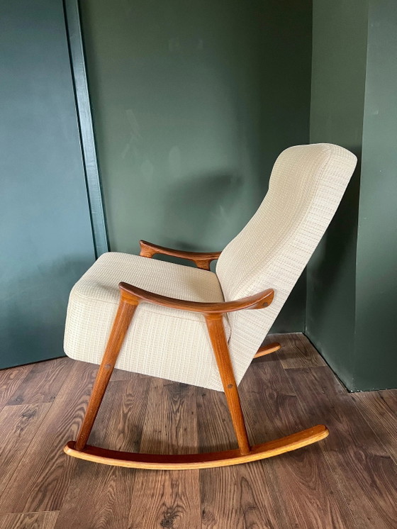 Originele Mid Century Modern Sculpturale Teakhouten Schommelstoel van Ingmar Relling. Scandinavische Moderne (photo 5 of 11)