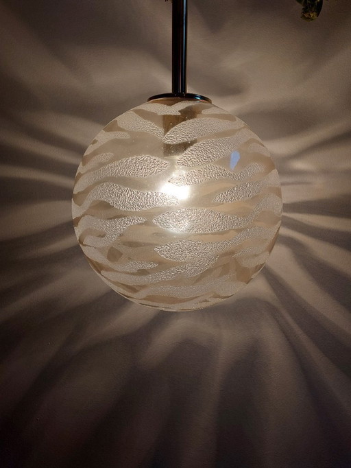 Lampada a sospensione vintage in vetro ottone Fischer Leuchten