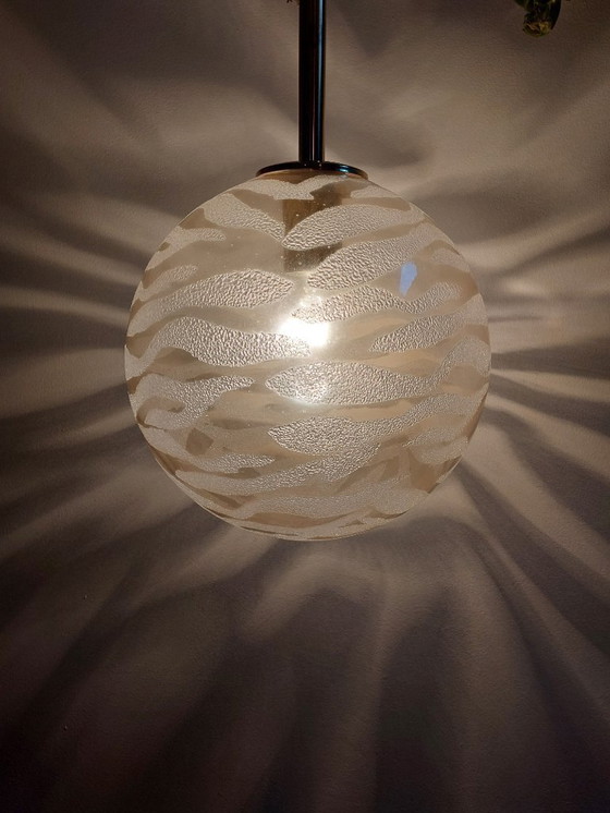 Image 1 of Lampada a sospensione vintage in vetro ottone Fischer Leuchten