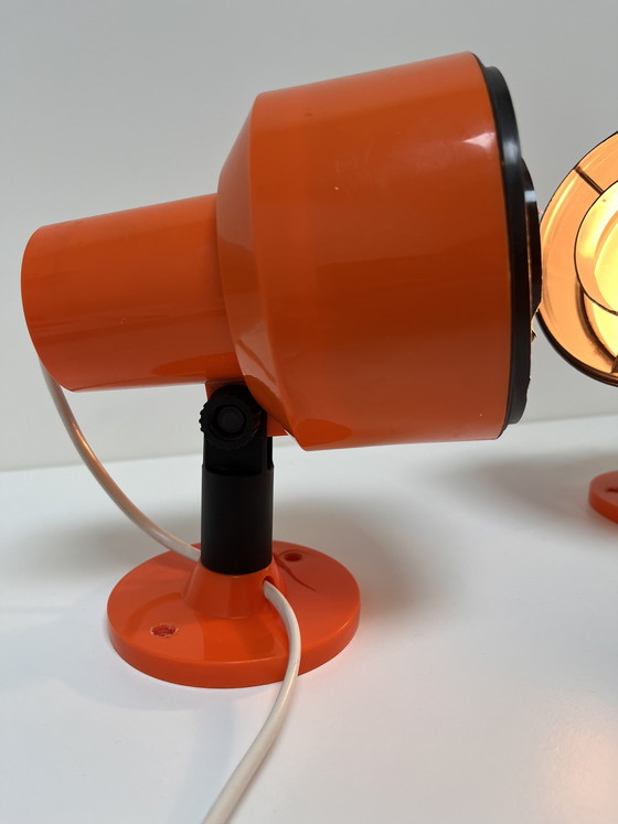 Image 1 of Set of vintage Swedish ‘Space Age’ spotlights in vibrant orange