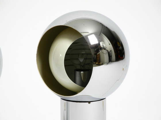 Image 1 of Paar schöne große Mid Century Space Age Chrom Tischlampen - Made in Italy