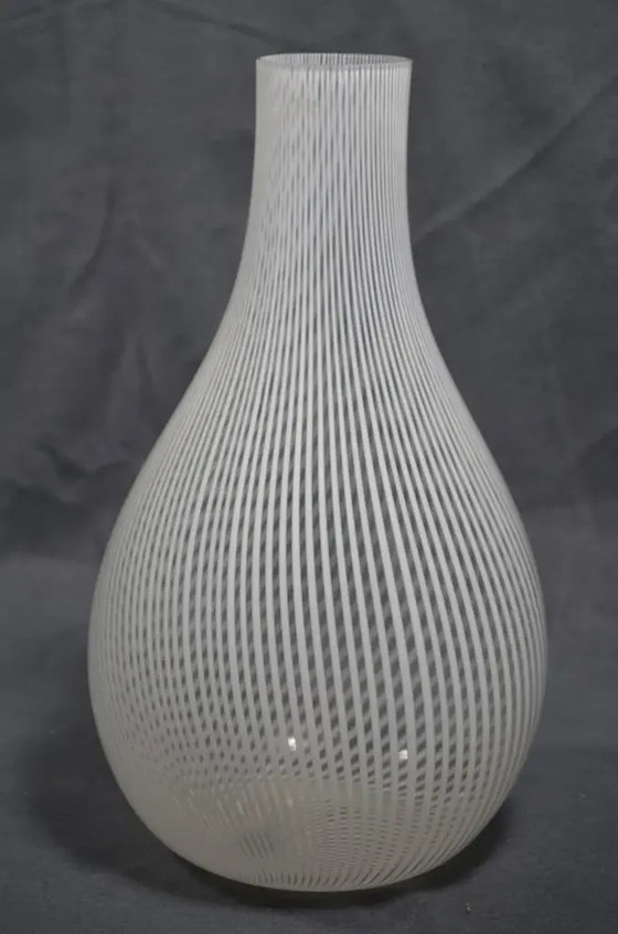 1970s Belvetro Murano - Piriform Glass Vase With Reticello Laitimo Decoration – Murano Glass, Italian Design (photo 7 of 10)
