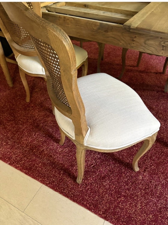 10 sedie con tavolo rustico, Set da pranzo, Legno, Rattan, Beige (foto 5 di 8)