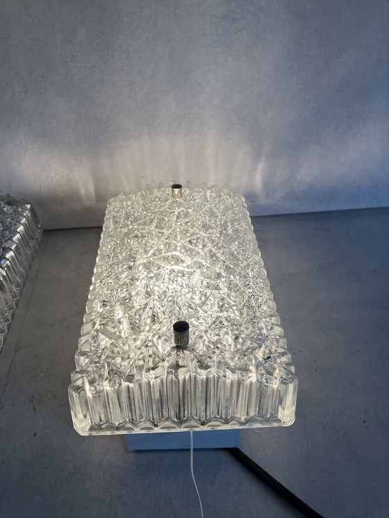 Image 1 of Lampade da parete vintage in vetro ghiaccio di Hoffmeister Leuchten