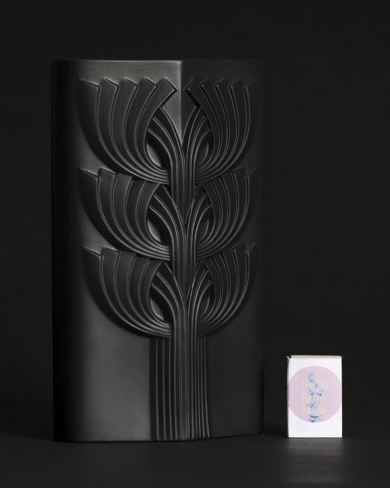 Image 1 of Rosenthal Rosemonde Nairac Bisque Porcelaine Vase Duo Tree Of Life Op-Art Noir & Blanc