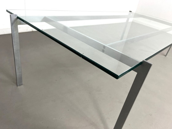 Brushed steel and glass Coffee table, Germany, 1960s., Grey (photo 2 of 5)