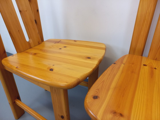 Image 1 of Suite of 4 Vintage Pine Chairs from the 70s and 80s