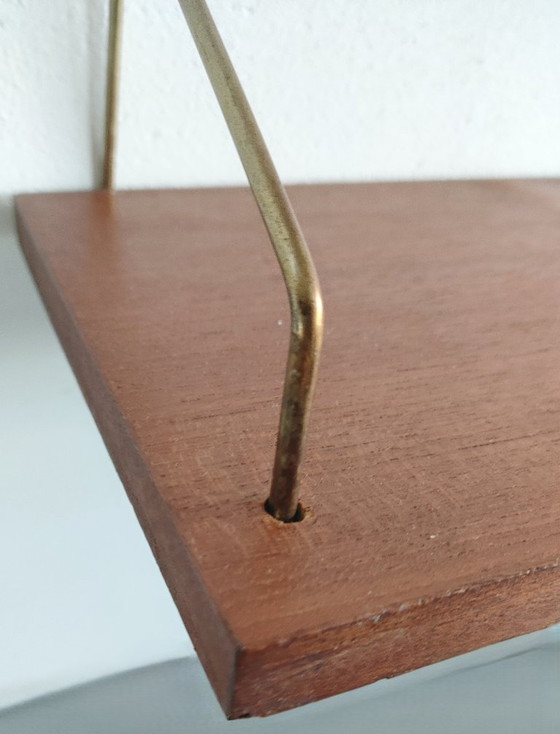 Set van 3 Vintage Teak Wandplankjes met Messing Beugels – Jaren '60 Mid-Century Deens Design – Wandrek, Wood (photo 38 of 52)