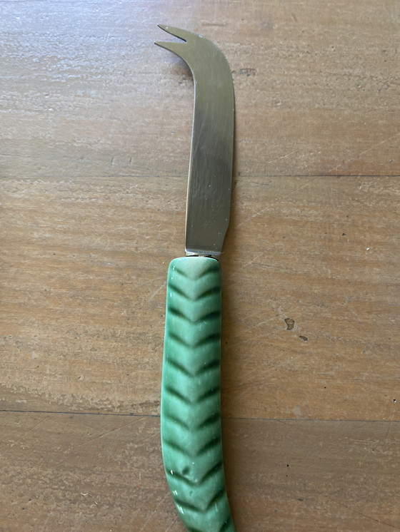 Image 1 of Plat et son couteau barbotine Sarreguemines