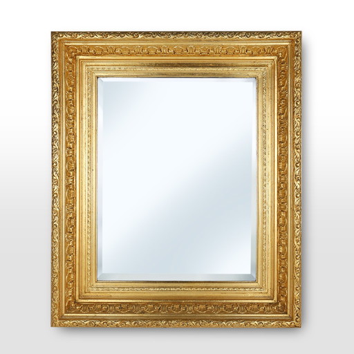 Miroir baroque en bois doré à facettes, France 1850