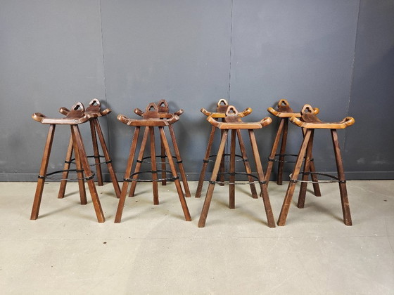 Image 1 of Mid century brutalist bar stools - set of 8, 1960s