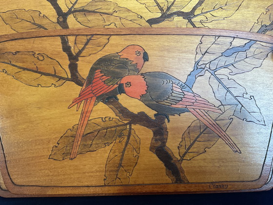 Image 1 of Porte courrier art déco , objet signé , bois . 