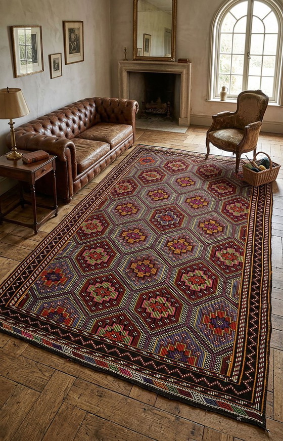Large Vintage Anatolian Yoruk Kilim 328 × 198 cm – Handwoven Wool Rug – Rugs & carpets (photo 3 of 11)