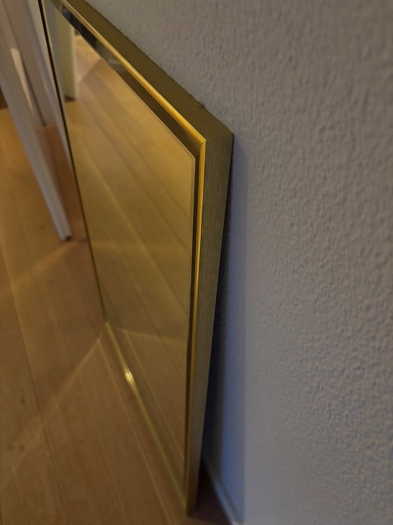Image 1 of Rectangular Wall Mirror with Brass Frame 87 x 56 x 2 cm