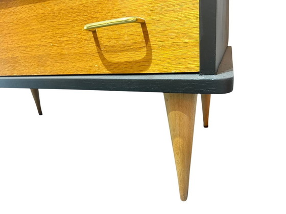 Image 1 of 1950 Black Lacquered Oak Chest of Drawers