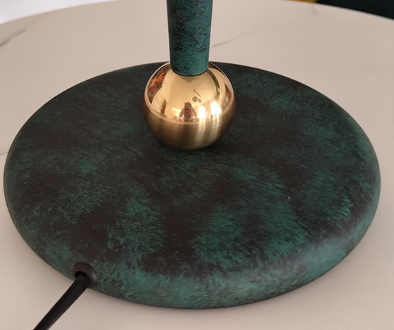 Image 1 of Lámpara de mesa posmoderna "Seta" de Wofi – latón y cristal – década de 1990