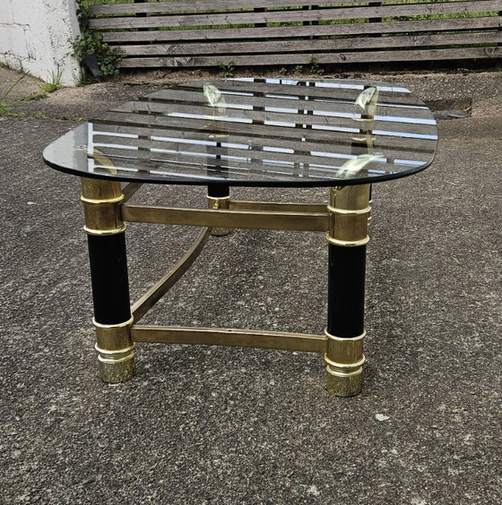 Image 1 of Italian Faux Tusk Glass Coffee Table Tommaso Barbi Style 80s