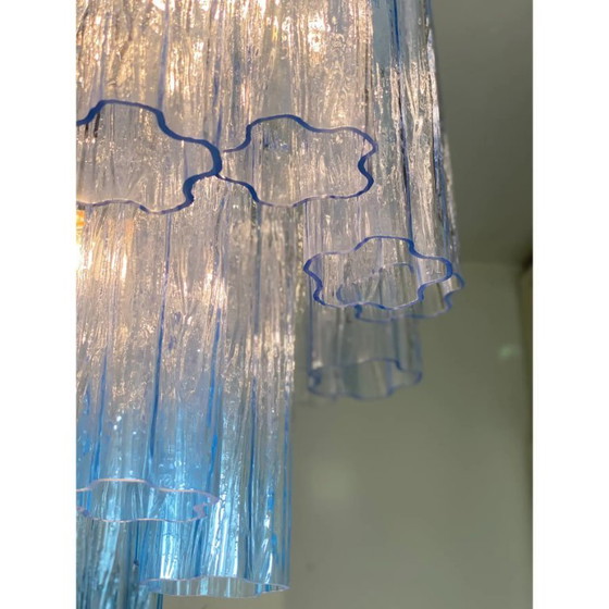 Image 1 of Lustre "Tronchi" en verre de Murano bleu de style Venini