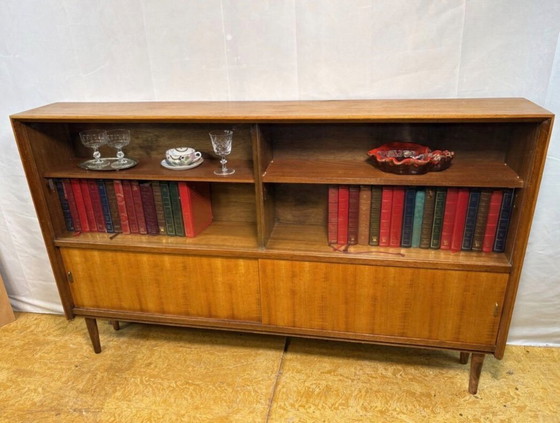 Image 1 of Vintage teak bookcase in mid-century retro style by Herbert E. Gibbs, 1960  Sleek • Stylish • Practical British design