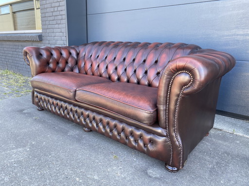 Canapé Chesterfield 3 places Springvale, brun rougeâtre