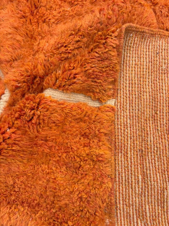 Image 1 of Marokkaans Mrirt-tapijt, handgemaakt van wol, 3x2 meter, op maat gemaakt, oranje Berber-tapijt, luxe dikke wollen vloerkleed
