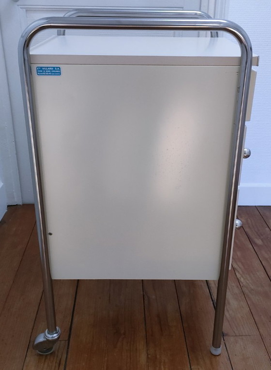 Image 1 of Comodino anni '80 in metallo laccato in acciaio inox