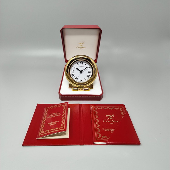 Image 1 of 1990S Gorgeous Cartier Alarm Clock Pendulette "Colisee". Fabriqué en France