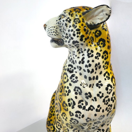 Image 1 of XXL Panther, Terrakotta, italienische Handwerkskunst der 50er/60er Jahre