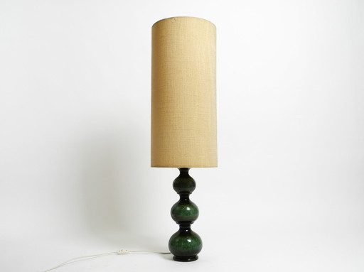 Prachtige 1960s Grote Keramische Tafel- of Vloerlamp in Groen en Zwart van Kaiser Leuchten