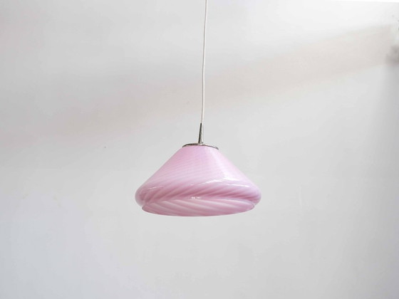 Image 1 of Vintage "Pink Murano" hanglamp, Italiaans design uit de jaren 70 (Mid-Century).