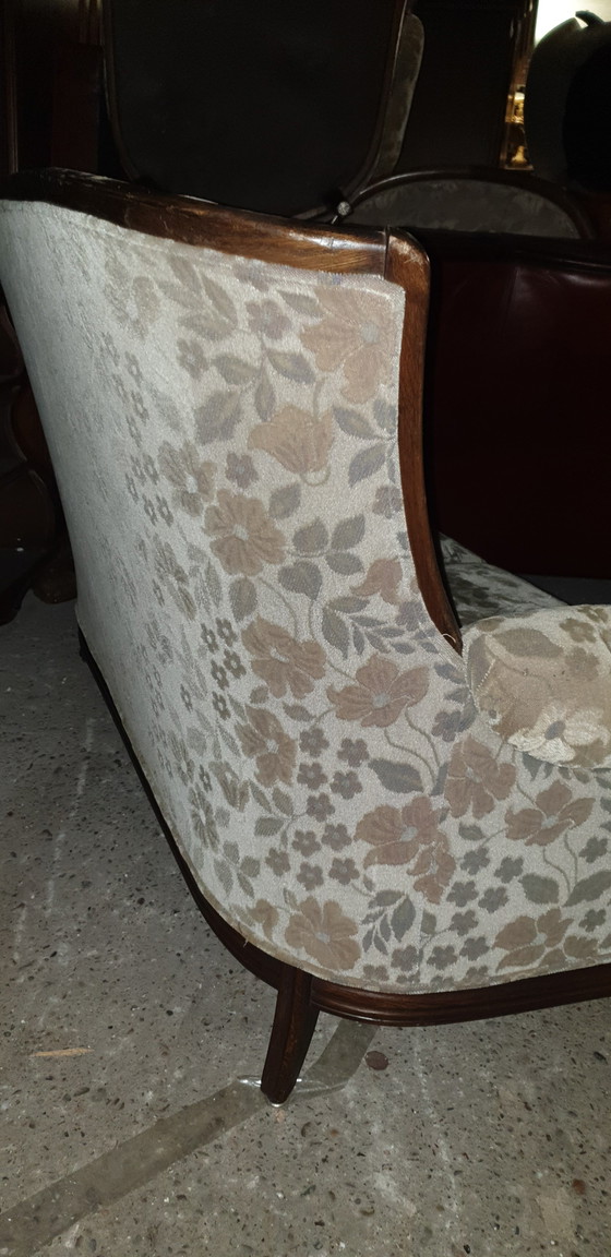 Image 1 of Classic oak wool mohair sofa with armchairs