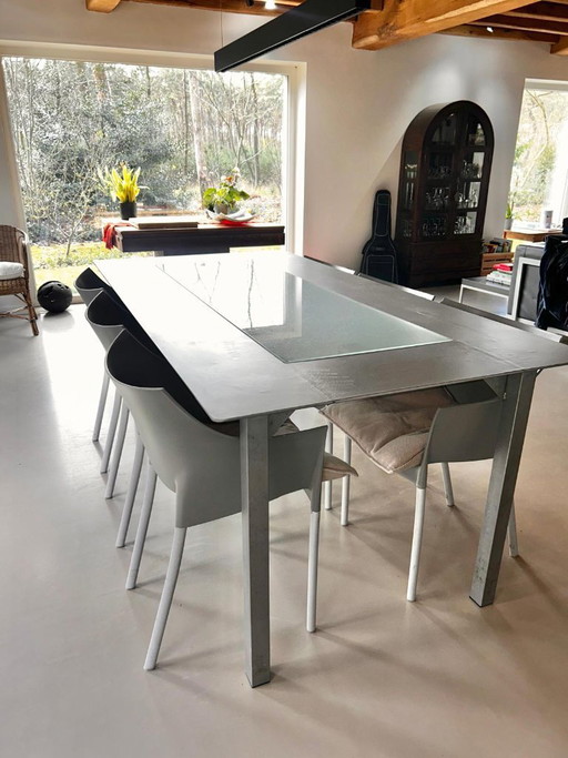 Tavolo da pranzo in acciaio inox 200 x 100