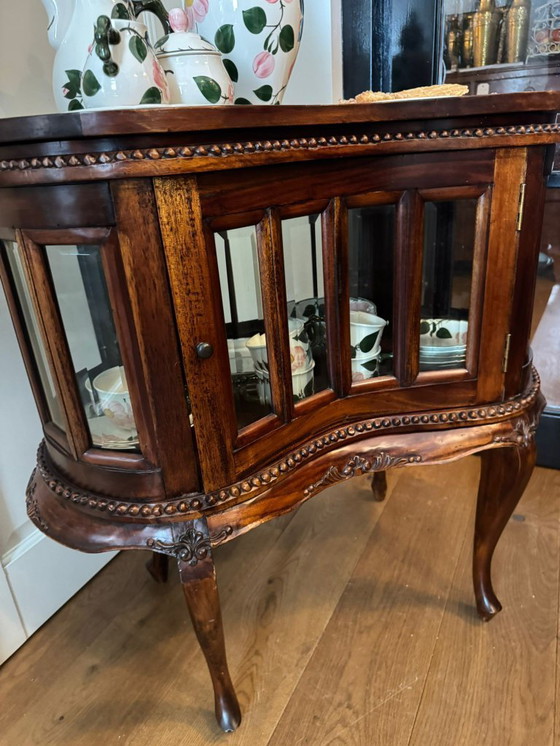 Image 1 of Mahogany Tea Cabinet Display Cabinet Faceted - Flamant