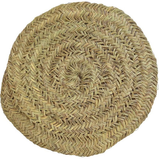 Tappeto rotondo vintage in fibra naturale intrecciata