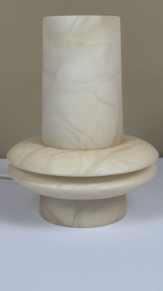 Image 1 of Vintage Alabaster table / night lamp beige cream tones veining