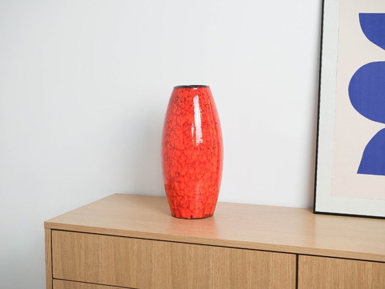 Image 1 of Red ceramic vase, German design, 1960s, manufactured by Scheurich