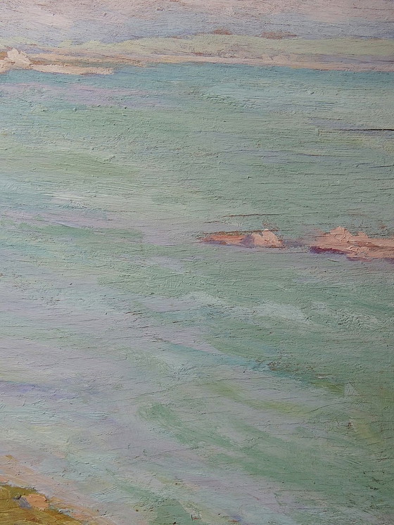 Image 1 of Grand Paysage Marine Falaises Olieverf op paneel Ingelijst Paul Ruben (1882-1955)