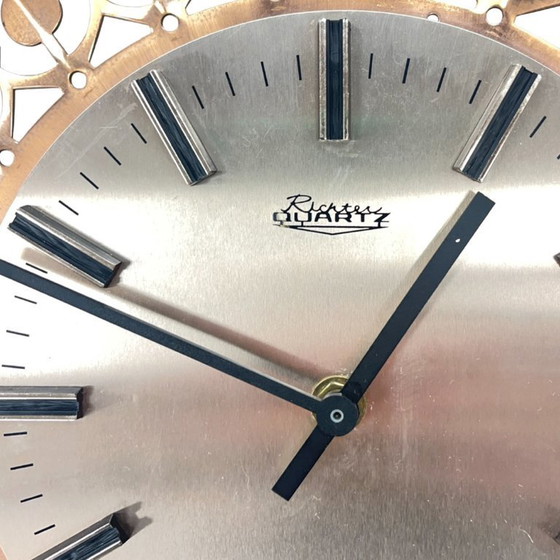 Image 1 of Richter wall clock, brass, openwork, West Germany, 1960s.